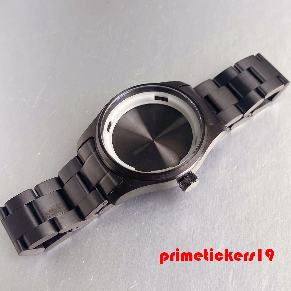 Black PVD 39mm Pilot Watch Case+Band 20BAR Waterproof Sapphire Fit NH35 NH36