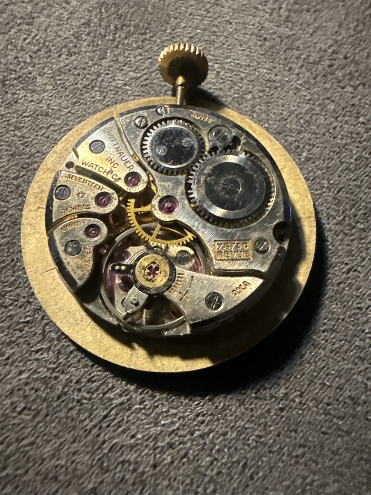 Vintage Wittnauer Dial / Wrist Watch Movement 76/3G Revue balancing Is working