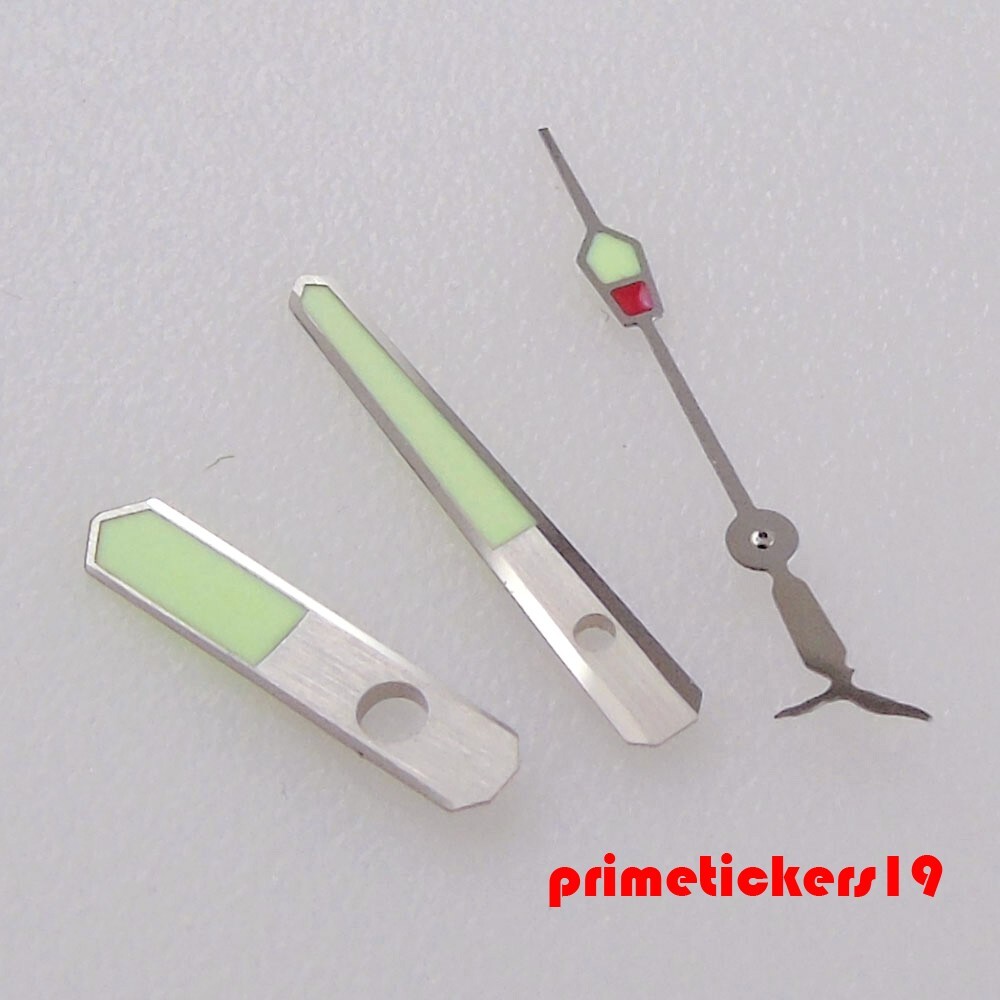 Silver Watch Hands Brushed Pointers Green Lume Fit ETA2824 PT5000 ST2130 Movt