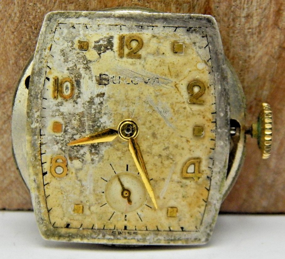 Vintage 1953 Bulova 10BT 17 jewel men’s wrist watch movement with dial and hands