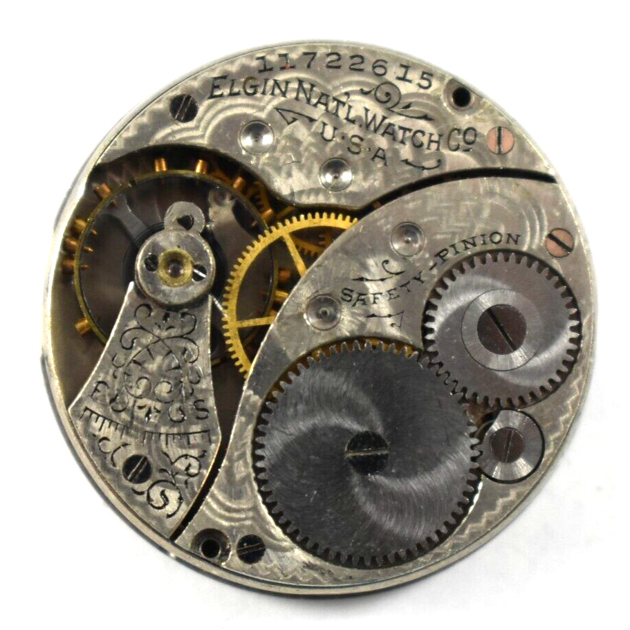Vintage Elgin Grade 110 0s 11J Hunting Pocket Watch Movement lot.fl