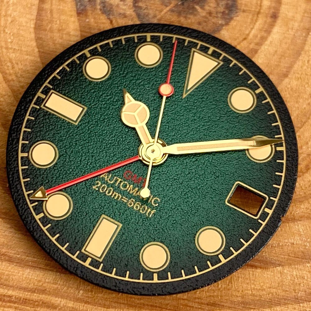29mm Green Noctilucent GMT sterile Watch Dial fit NH34 NH34A Movement Watch Part