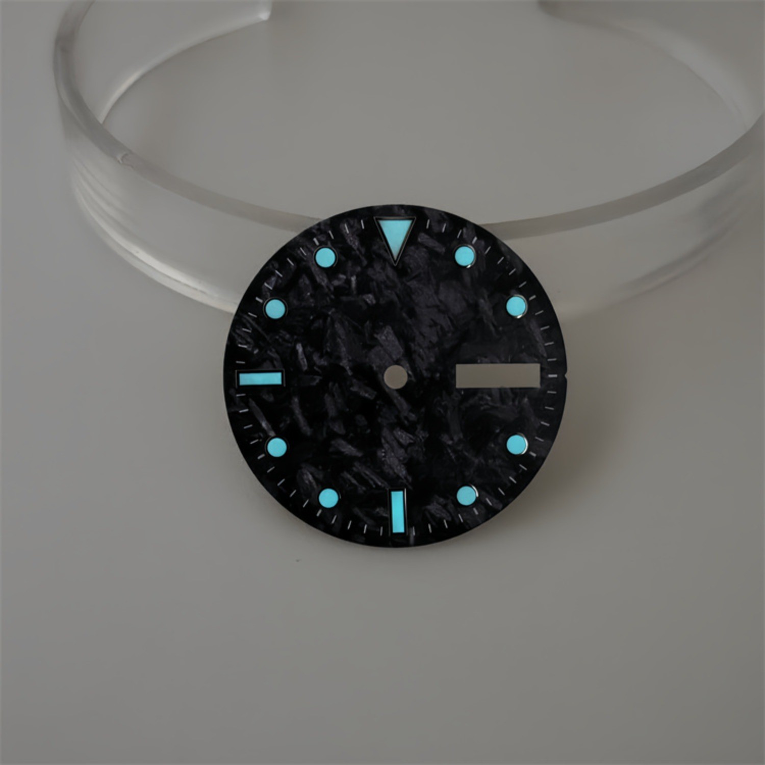 NH35 Dial 28.5mm Black Carbon Fiber Pattern Fit NH35/NH36 Movement Watch Part