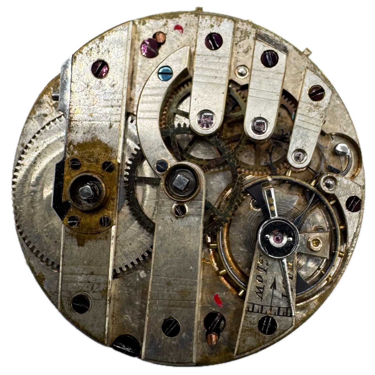 Antique 36mm Unbranded Three Finger Bridge Key Wind Pocket Watch Movement Swiss