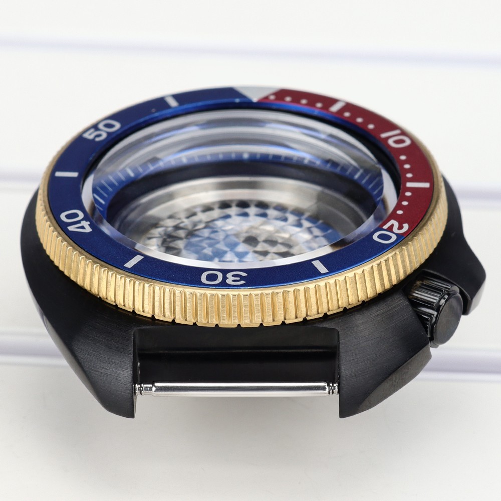 Sapphire 44mm Black Gold Watch Case Modify Willard 6105 Mod For Seiko NH35 36 38