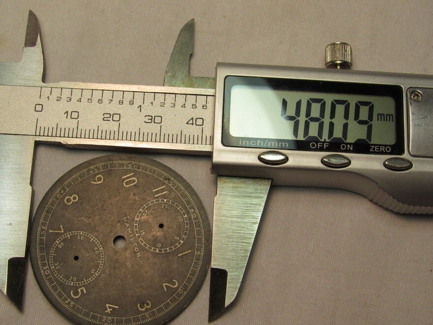 NOS 1942 WWII HAMILTON MODEL 23 NAVIGATIONAL STOPWATCH CHRONOGRAPH DIAL ONLY