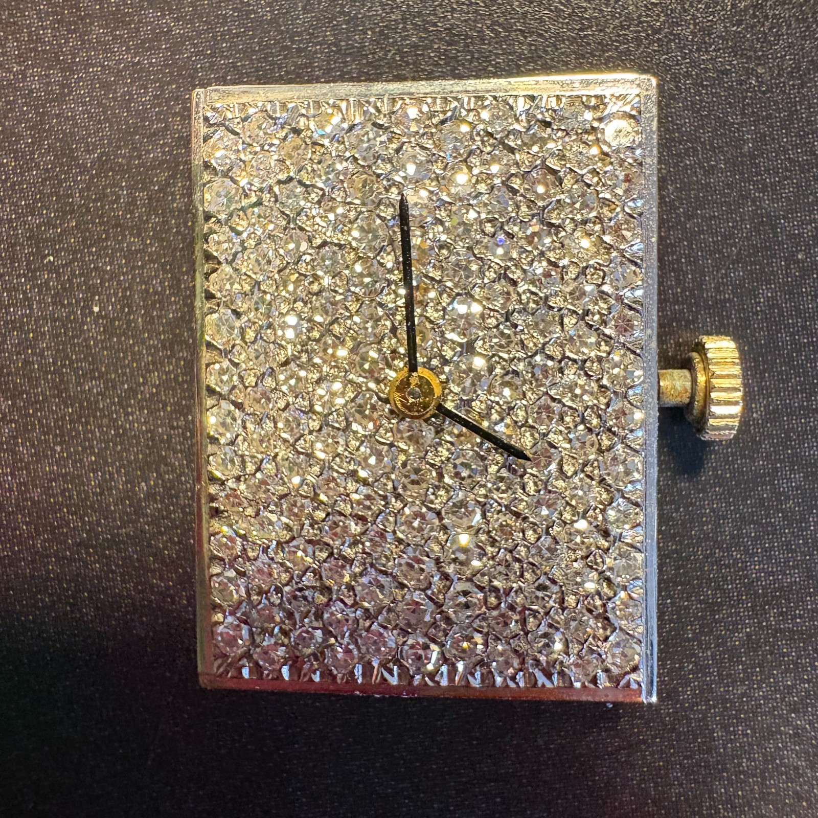 Vtg Omega 17 Jewel Unadjusted Manual Swiss Movement 130 Single Cut Diamonds