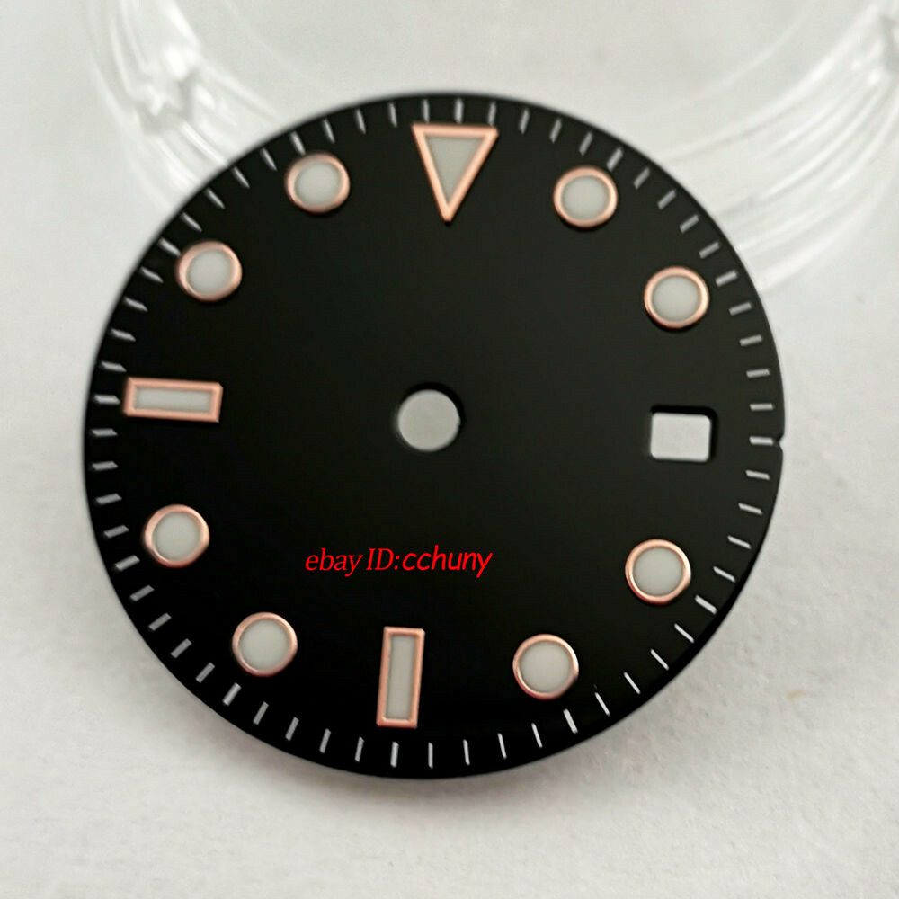 29mm sterile Black Dial rose gold edge beads fit NH35 automatic movement