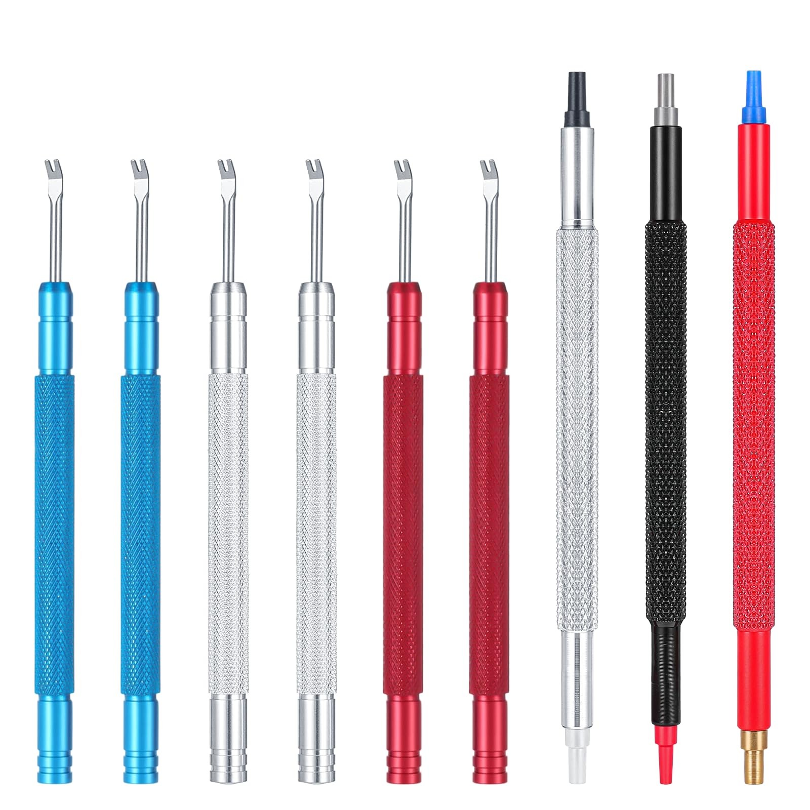 oruola 9 Pcs Watch Hand Tool,6 in 1 Silver, Blue, Red, Black