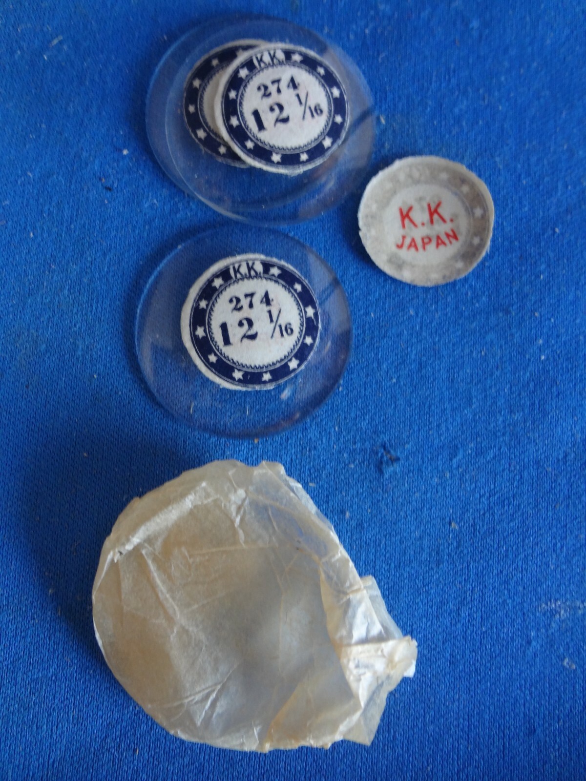 NOS- K.K. Watch Crystals in Original Wrap and Box-72 Each of 11 1/16 & 12 1/16