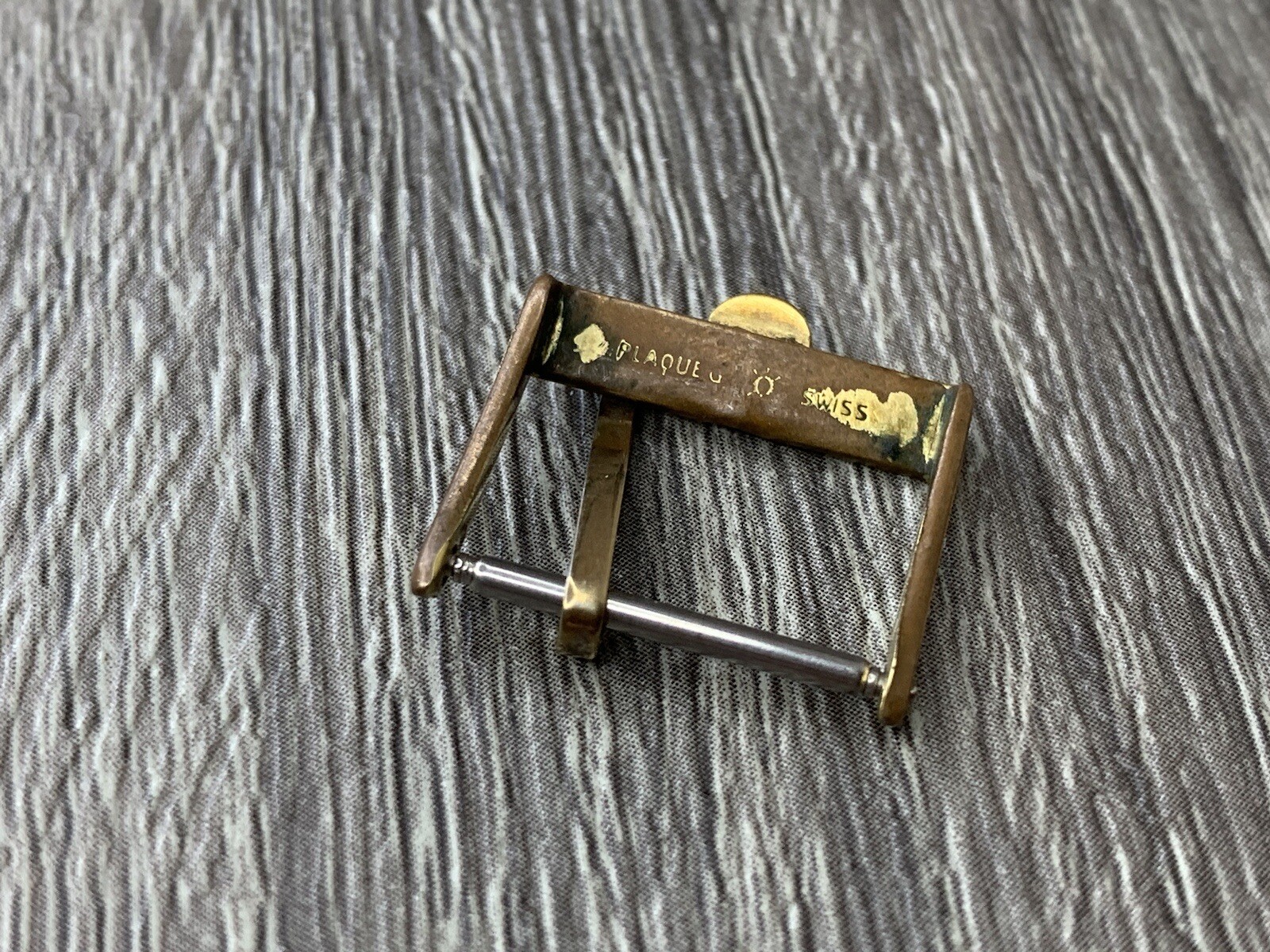 16mm Vintage Omega Plaque G Swiss Strap Buckle. Star Buckle. Yellow Gold Plated