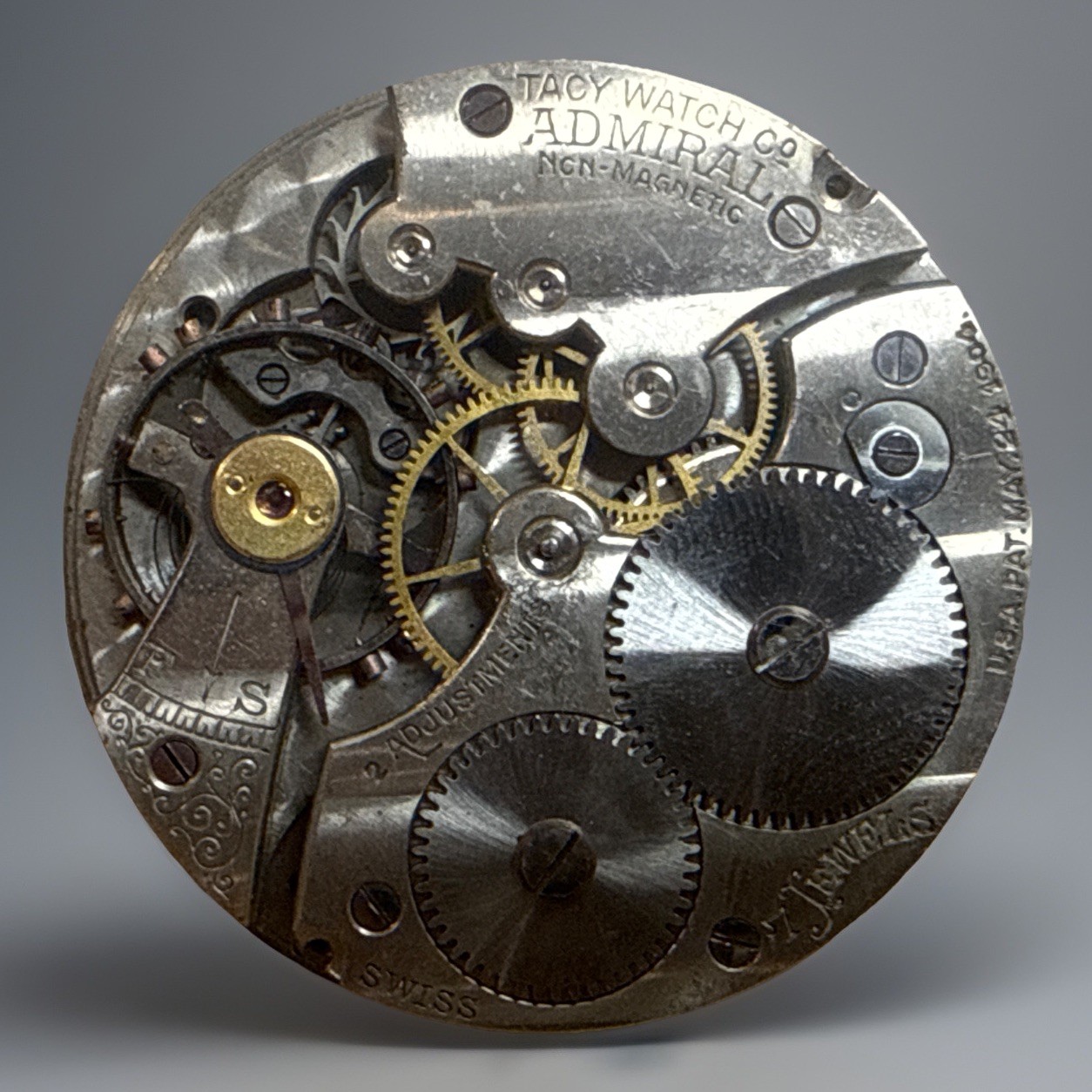 Admiral Non-Magnetic Swiss Pocket Watch Movement Dial 7J Cal 1204 ⌚️ Tacy Watch