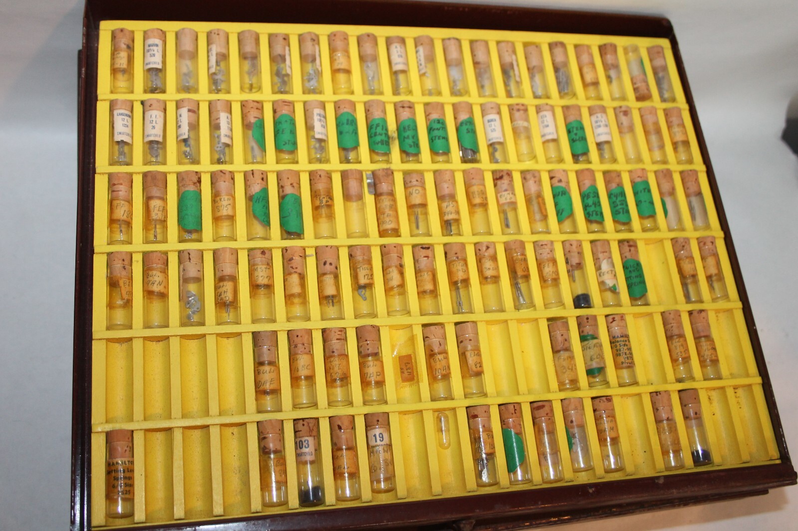 Swartchild & Co 2 Drawer Metal Cabinet w/ 217 vials Swiss Staffs & Stems