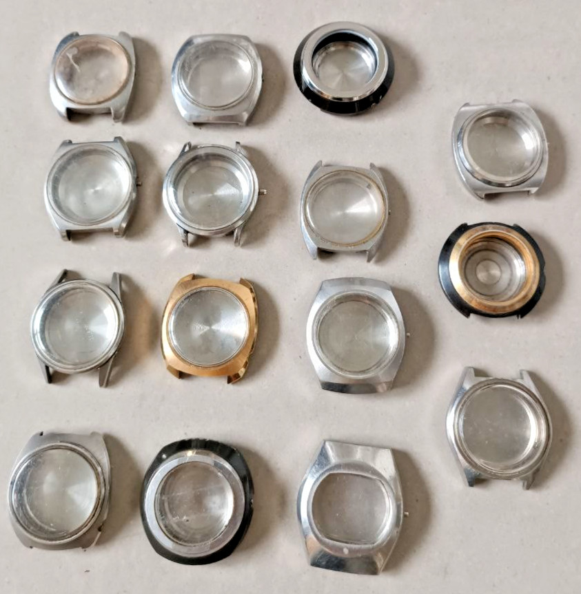BIG LOT OF 15 JAPANESE AUTOMATIC CITIZEN & SEIKO CASES FOR PROJECT / REPLACEMENT