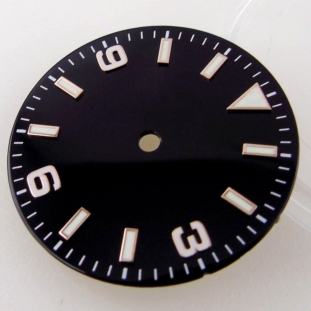 BLIGER Gold Edge 29MM Black Watch Dial Explore fit NH35A NH36A MINGZHU MIYOTA