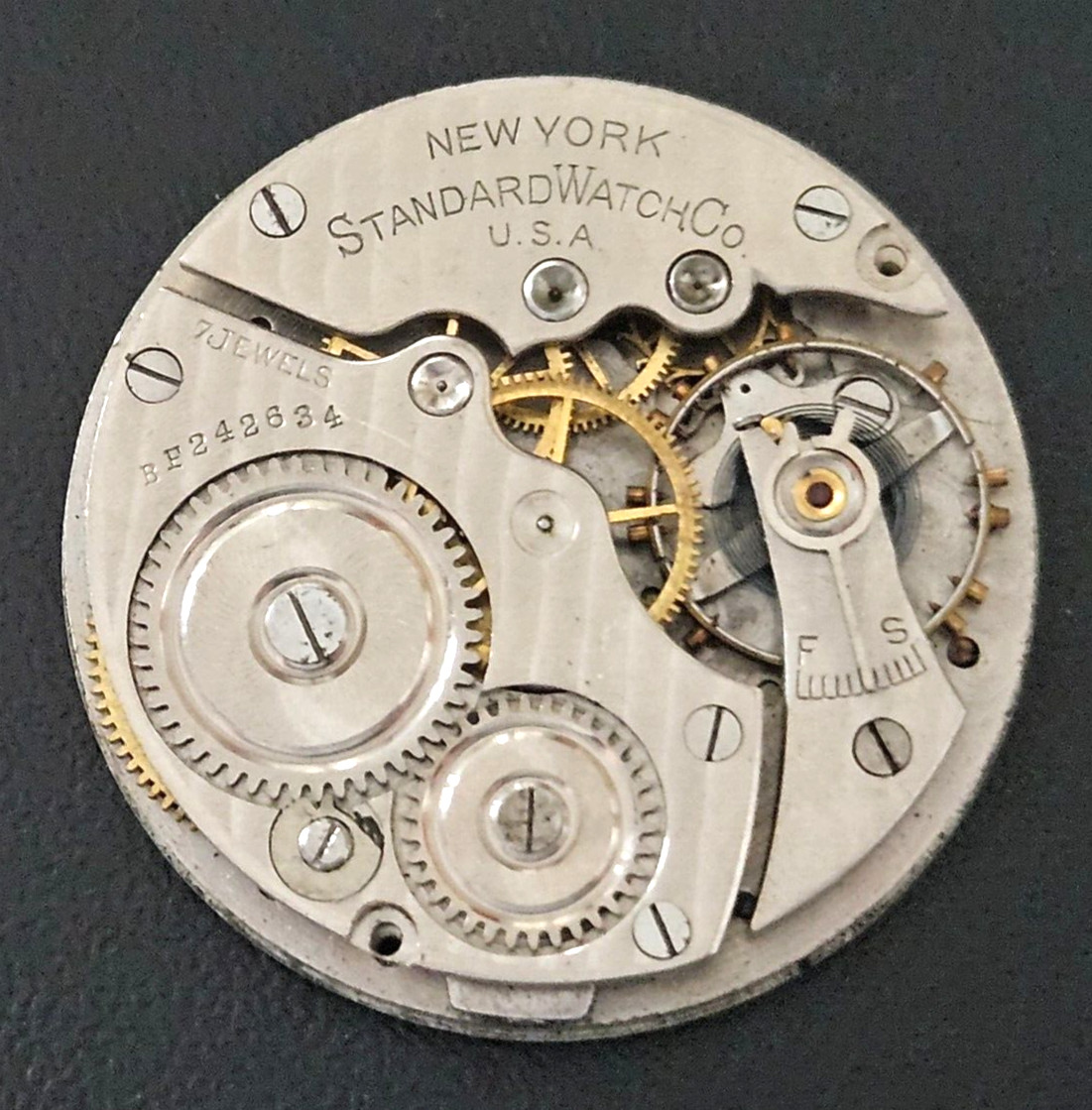 NEW YORK STANDARD 38mm 7J USA WATCH MOVEMENT (BAL. RUNS WITH ROTATION) LOT.124