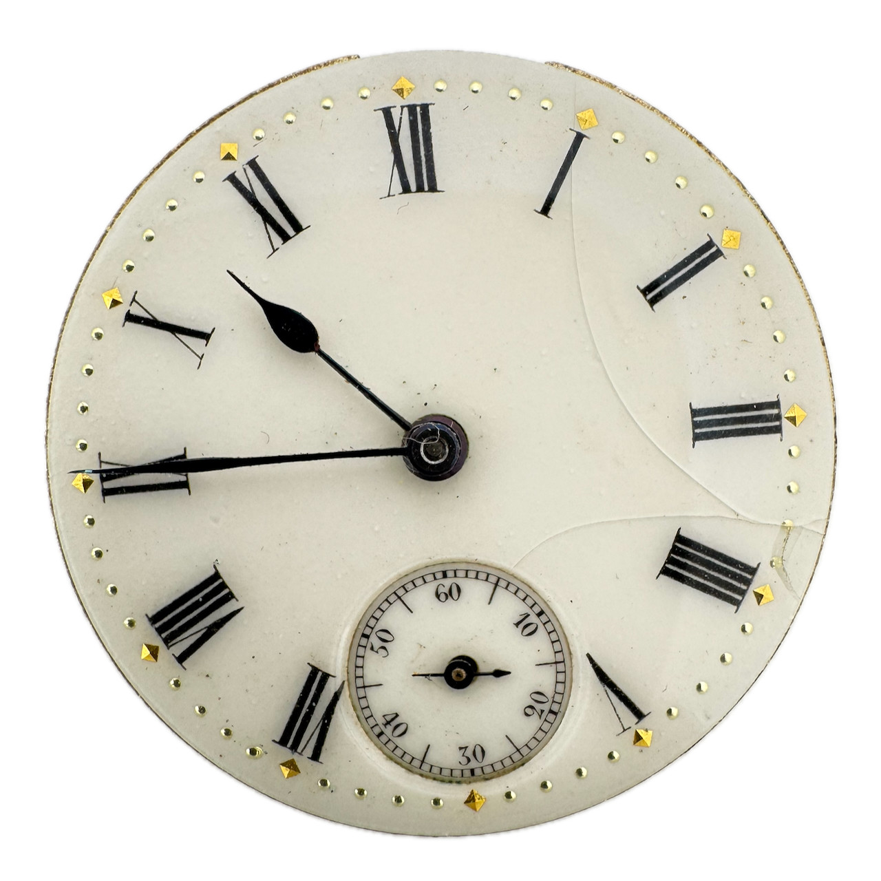 Antique 28.5mm Unbranded Gold Markers Mechanical Open Face Pocket Watch Movement