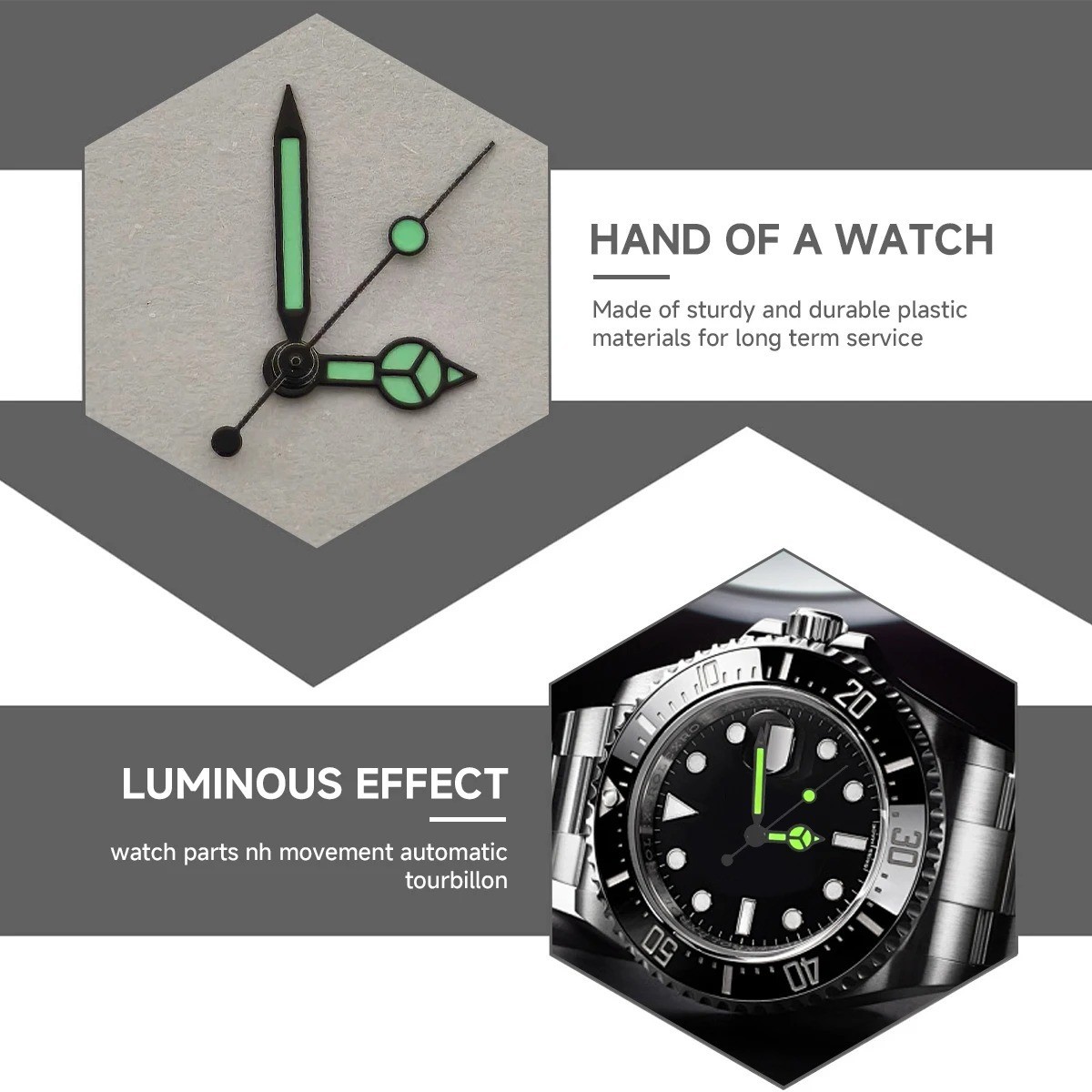 1set Luminous Watch Hands Kit for NH35 NH36 Seiko Diver Mods for Seiko Part