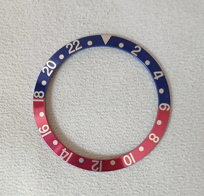 37.5mm Blue Red Metal Bezel insert For Rolex Sub 16610 16800 Seiko Mod Pepsi