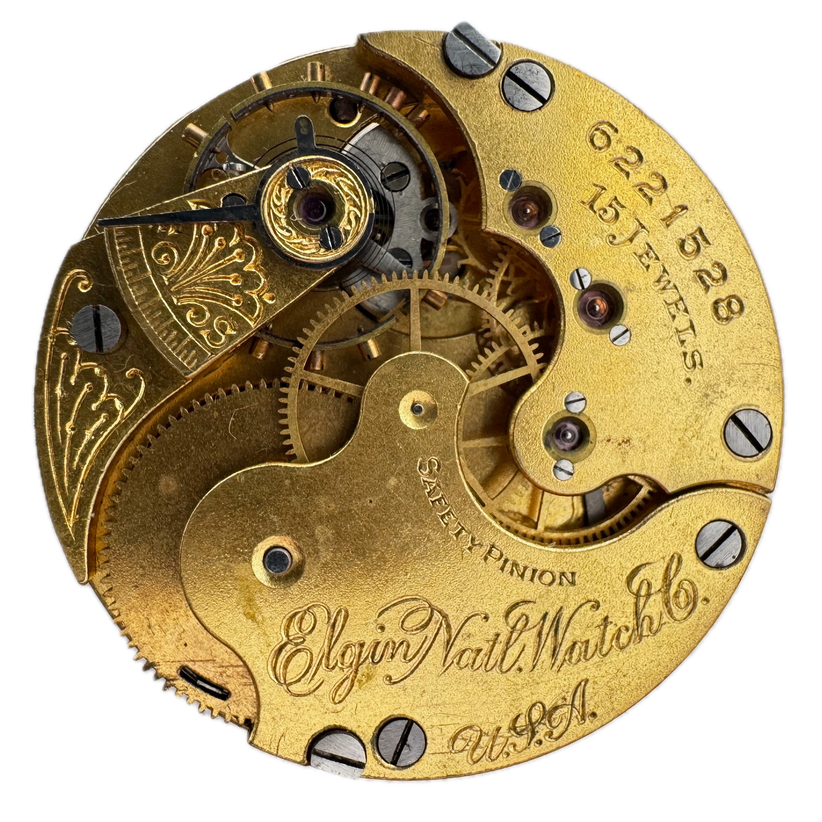 Antique 0s 1896 Elgin Roman Dial Gilt Finish Hunter Pocket Watch Movement 129