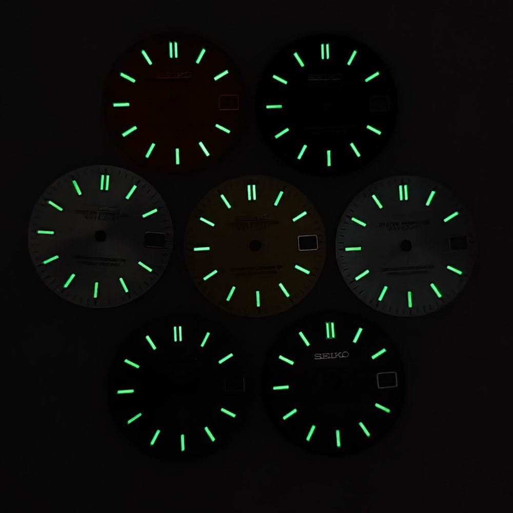 28.5mm Sunburst Watch Dial Green Blue Luminous Date Fit Nh35 Nh36 Movement