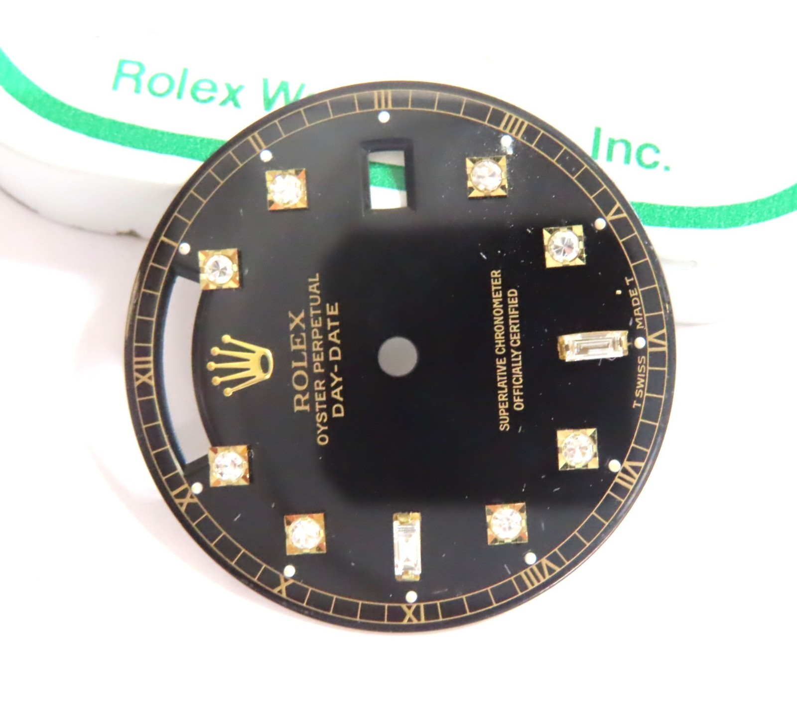 ROLEX VINTAGE DAY-DATE BLACK ORIGINAL DIAL WITH CUSTOM DIAMONDS FOR REF. 18038