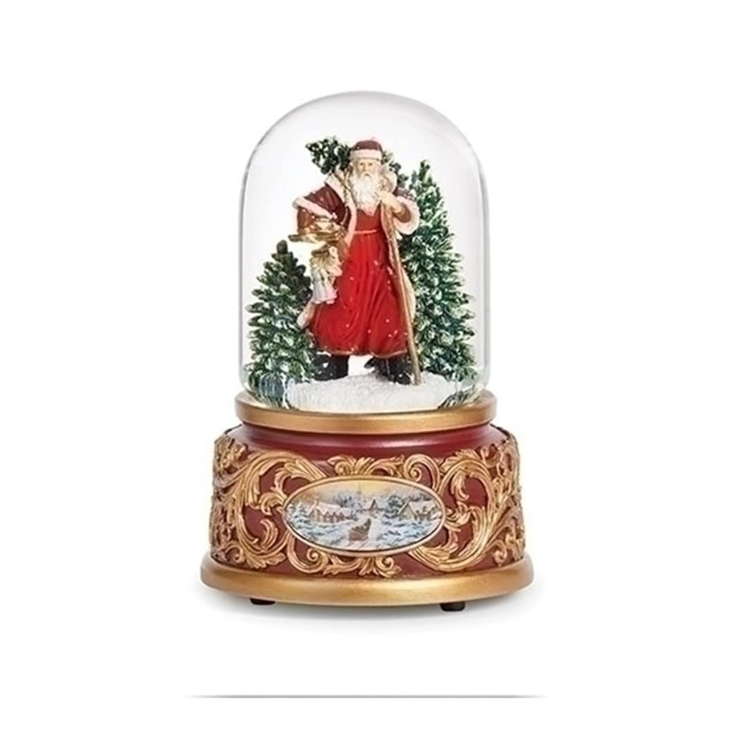Roman Musical Victorian Santa Swirl Dome, 100mm, 6.2-inch Height, Christmas D…