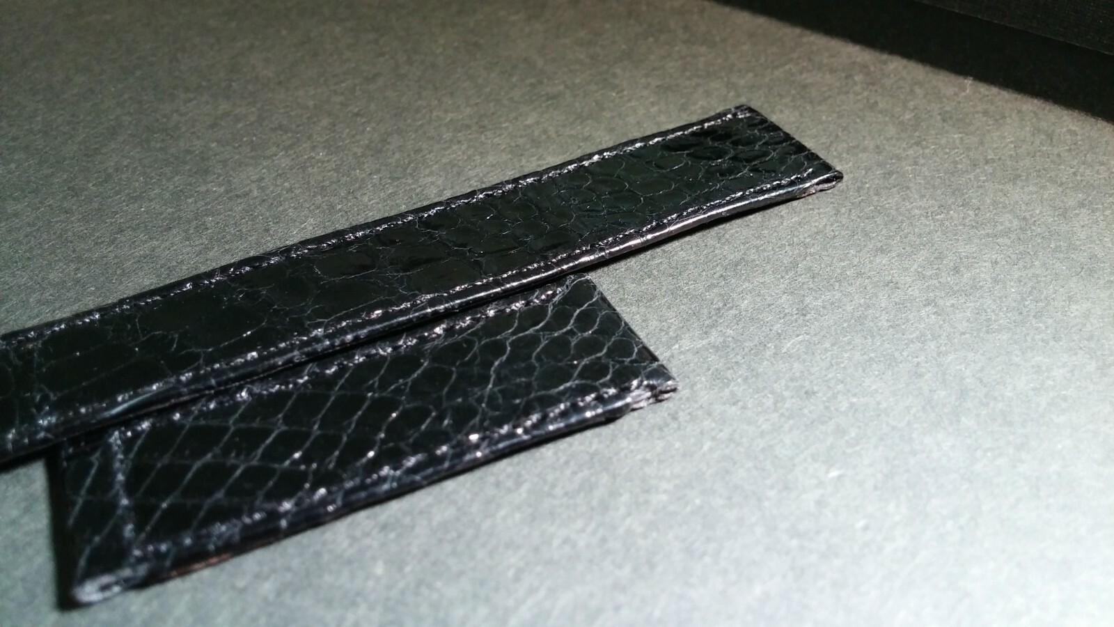 Original Must de Cartier Band 15x14mm SHINY BLACK Crocodile for watch repair
