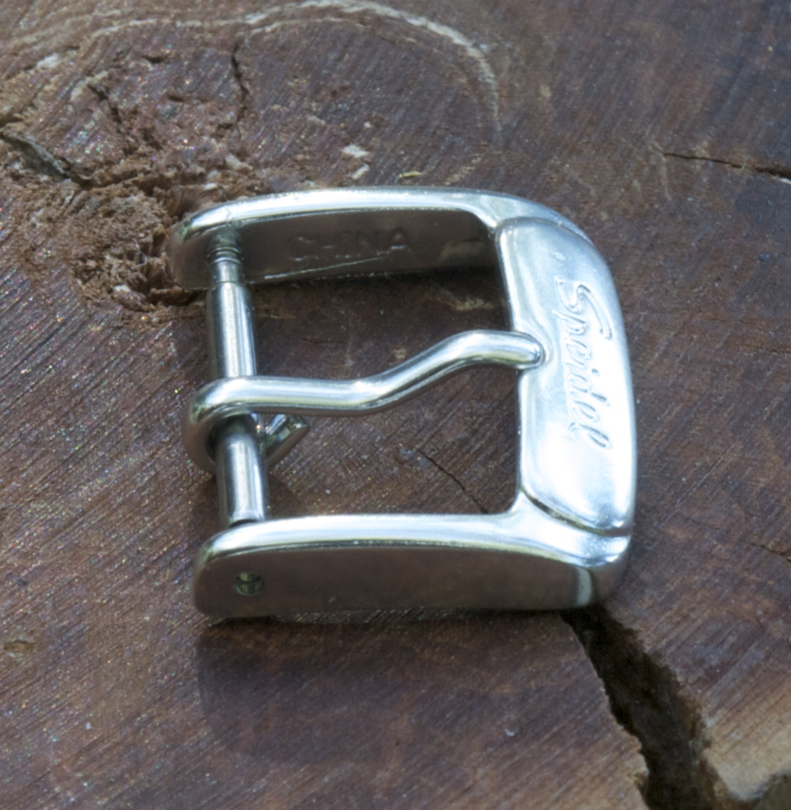 Chrome Art Deco shape 16mm opening buckle by Speidel silver color for old watch