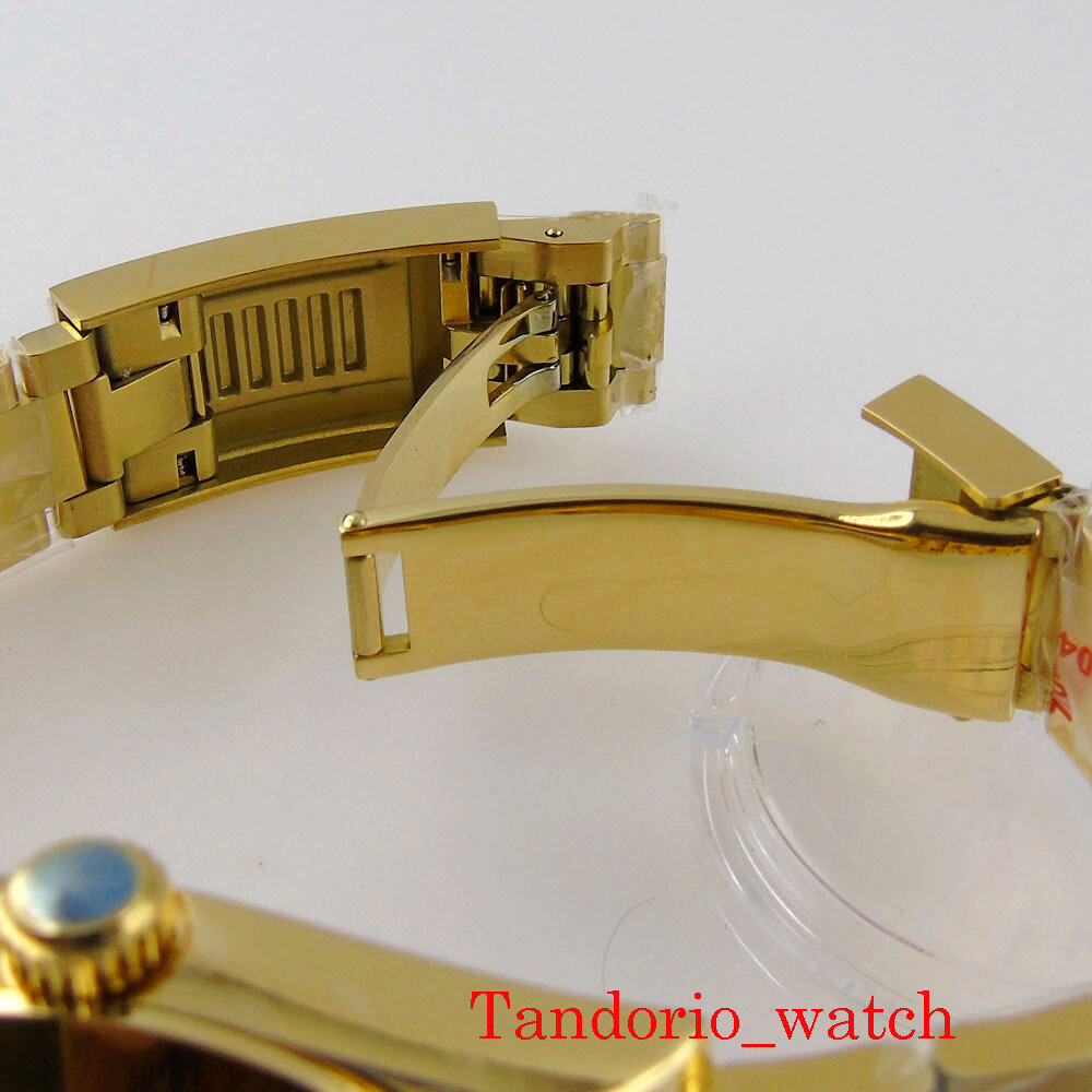 36mm For NH34 NH35 NH36 MIYOTA 8215 Mingzhu Movement Yellow Gold Polished Case