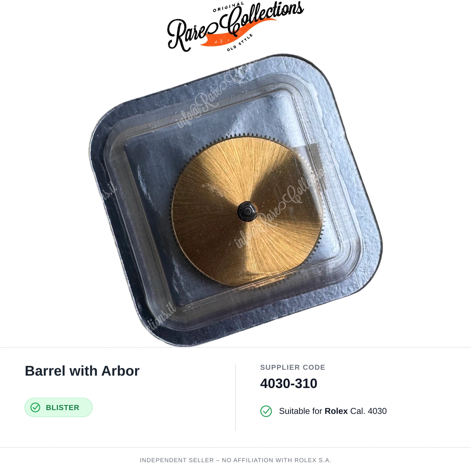 New Blister NOS Shaft Barrel for Rolex (code 4030-310) Barrel with X1