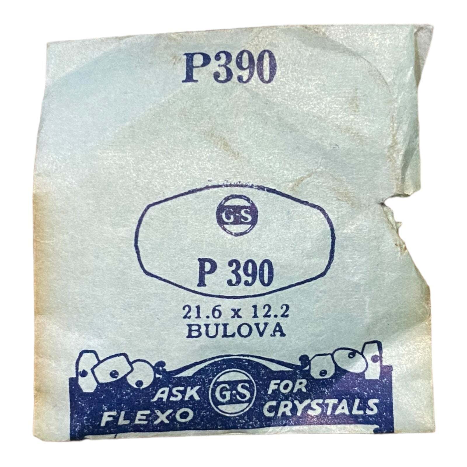Germanow-Simon Mach (GS) P390 Watch Crystal 21.6×12.2 NOS Part Flexo Bulova