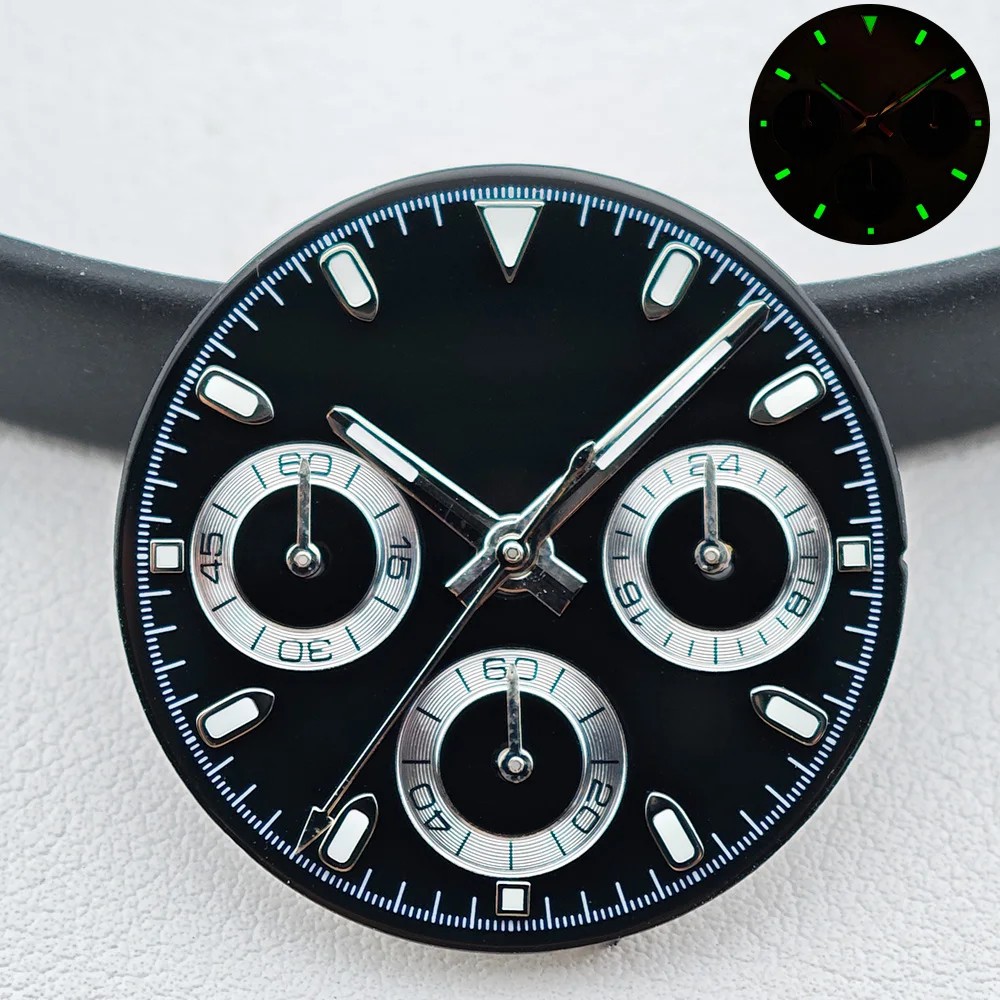 29mm Green Luminous Watch Dial +Hands for Vk63 Movement Watch Repair Parts
