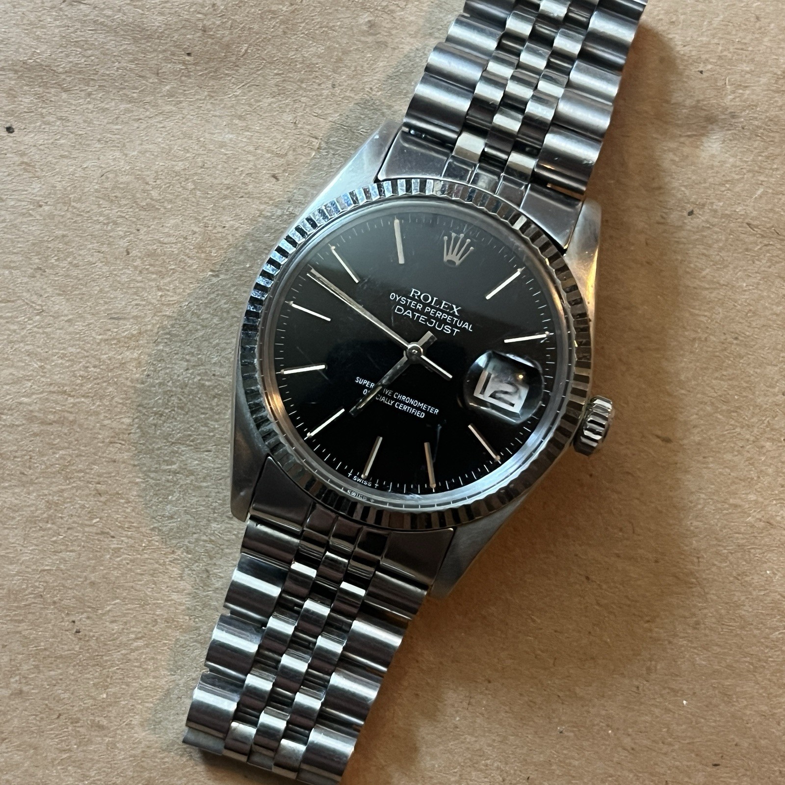 Rolex Datejust 16014 Black Dial 36mm Jubilee Watch c.1980-81