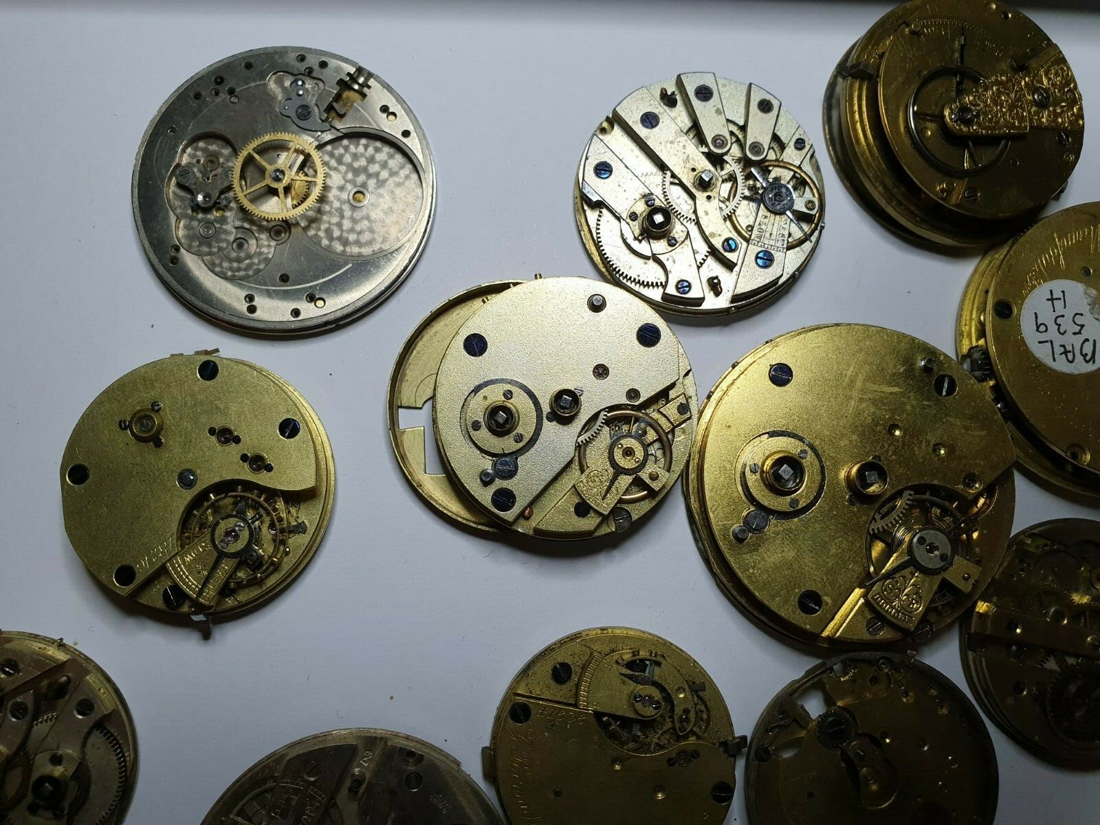 antique pocket watch movement collection and parts watchmakers lot