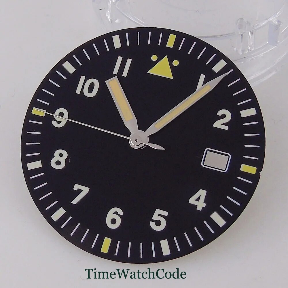 Tandorio Watch Dial Accessor 33.5mm Fit NH35A NH36A Green Lume Hands Date Window