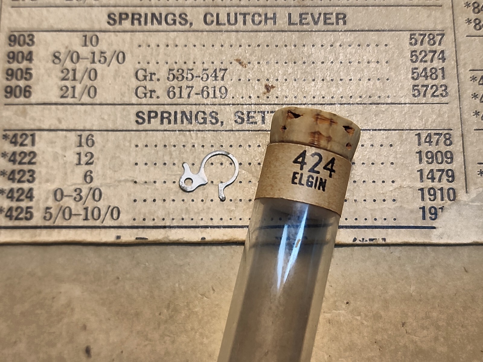NOS Elgin 0s-3/0 Pocket Watch Setting Spring P/N 1910