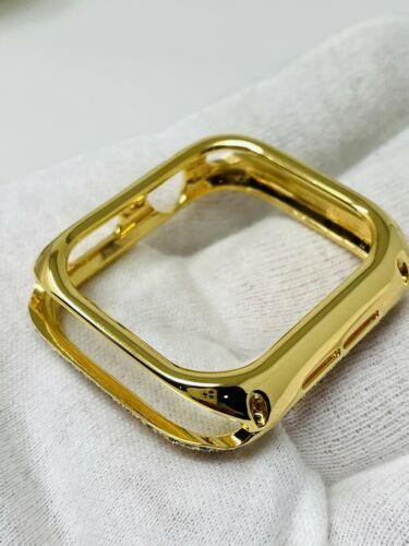Custom 24k Gold Plated Case For Apple Watch 42 Series 10 Diamond Rhinestones