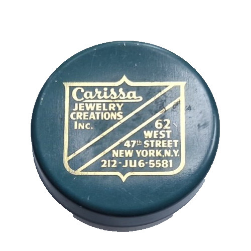 Carissa Jewelry Creations Jewelry/Watch Parts Tin Advertising 39mm New York NY