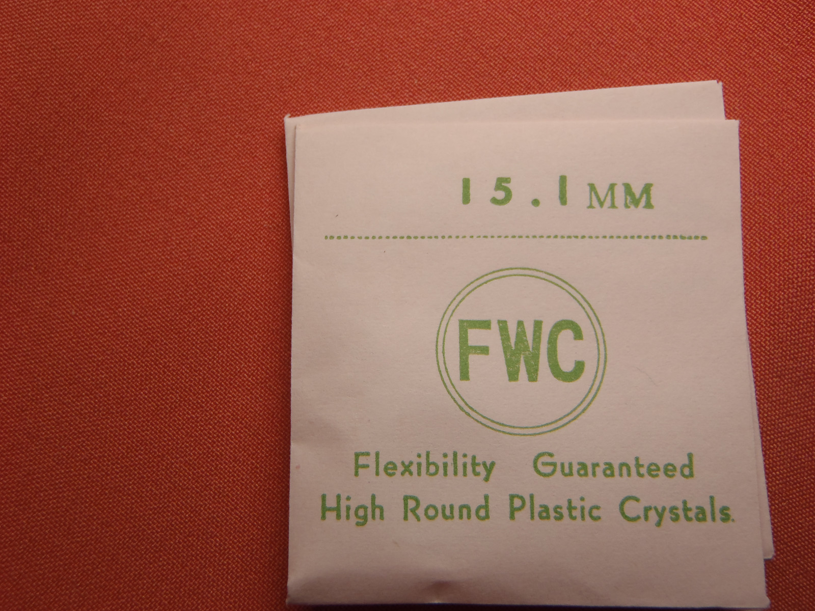 FWC HIGH ROUND Diamond Edge PLASTIC WATCH CRYSTAL 15.1 MM NOS