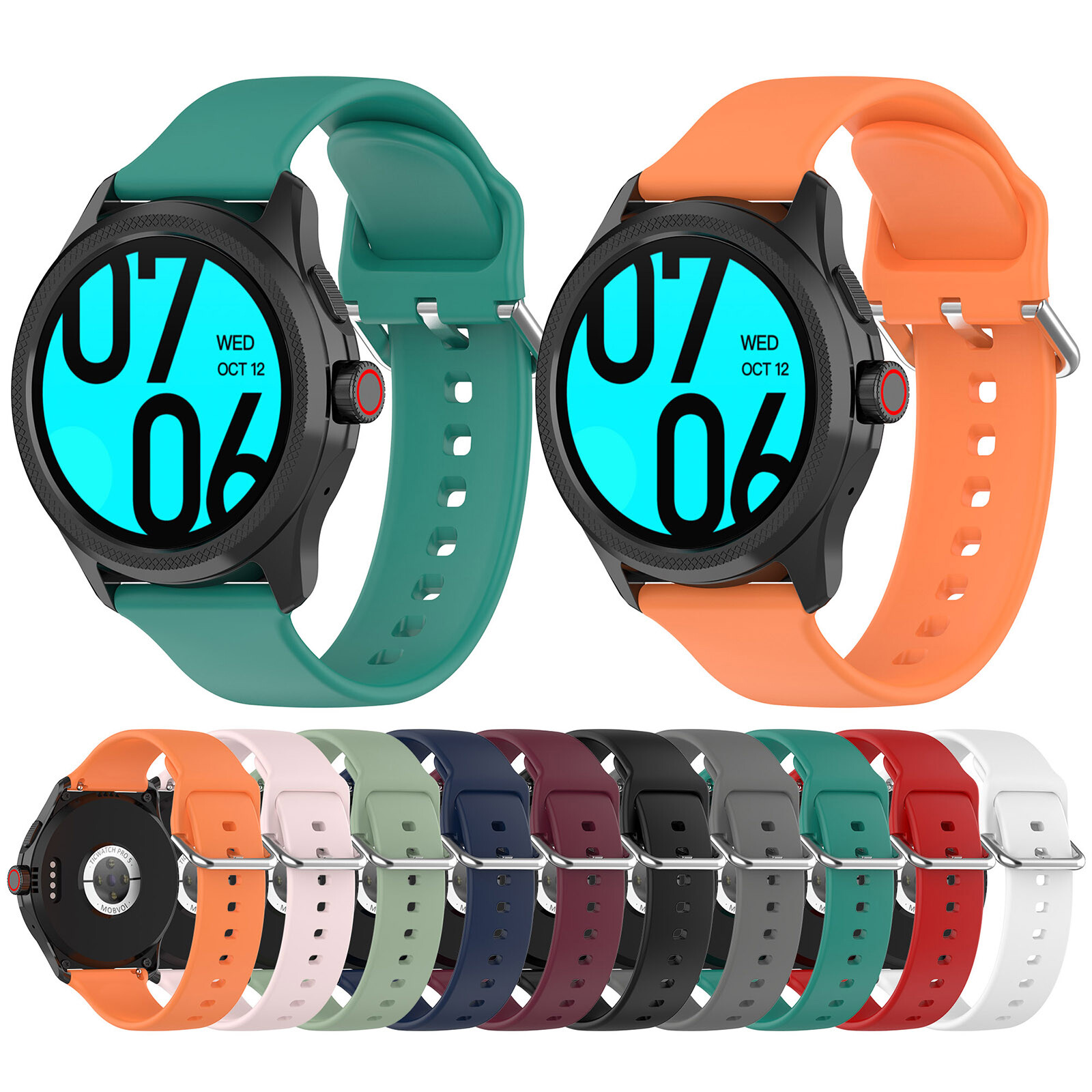 Silicone Strap Replacement Sport Watch Band For Ticwatch Pro 5 Smartwatch