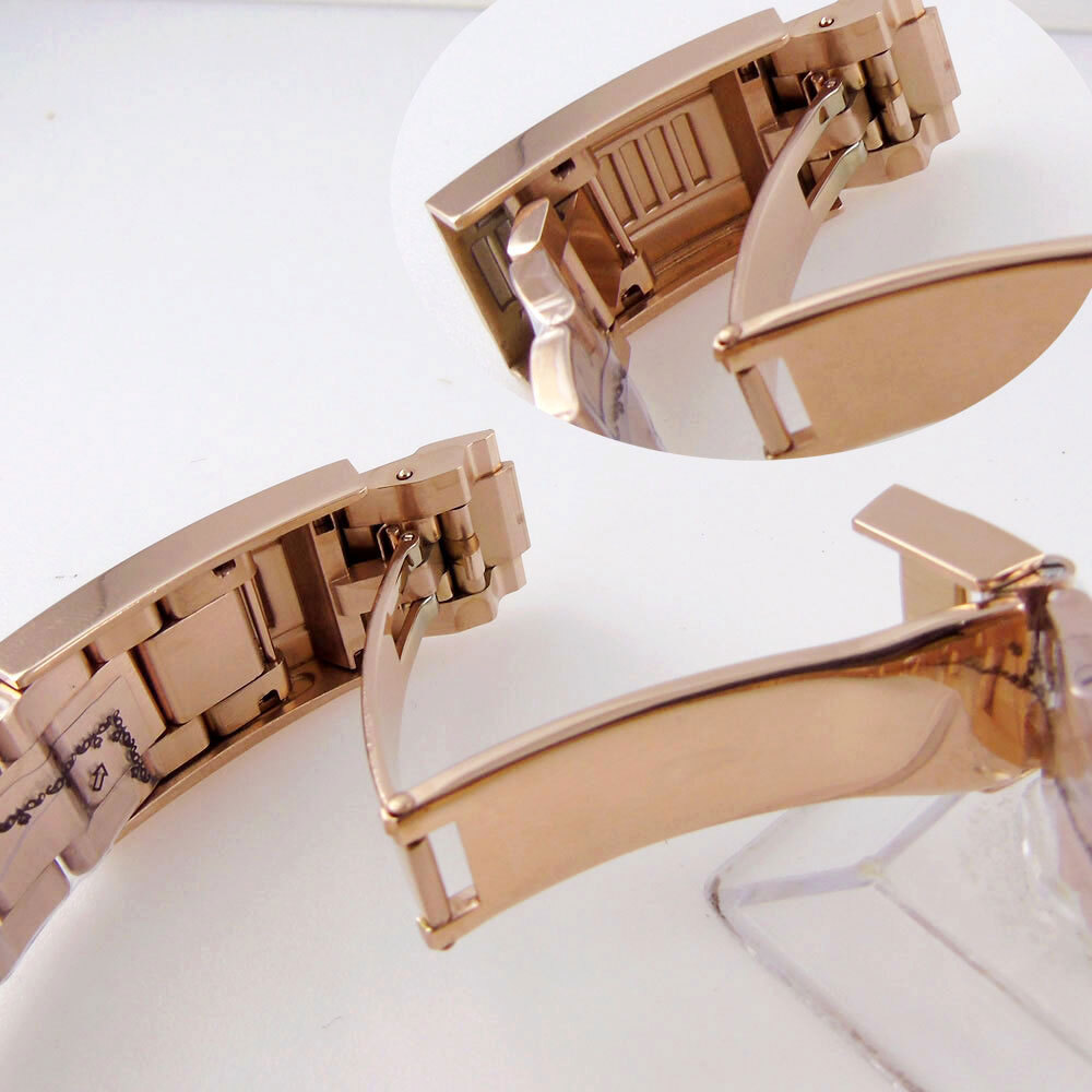 40mm Ceramic Bezel Sapphire Glass Rose golden Watch Case Fit NH34 NH35 NH36 2824