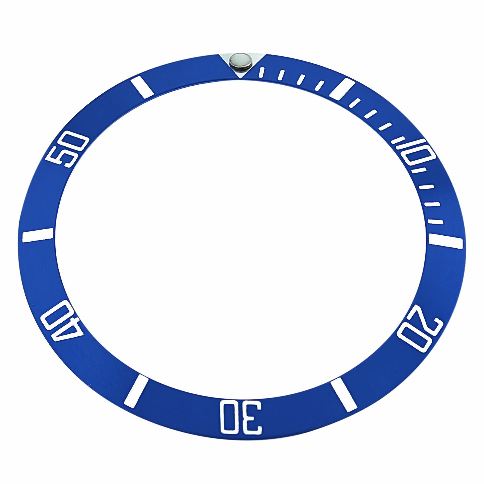 Blue Aluminum Replacement Bezel Insert 37mm x 30mm Silver Numbers