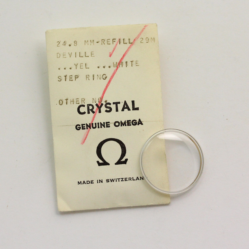 Omega De Ville 24.8mm White Ring Acrylic Crystal – Refill 29M – NOS