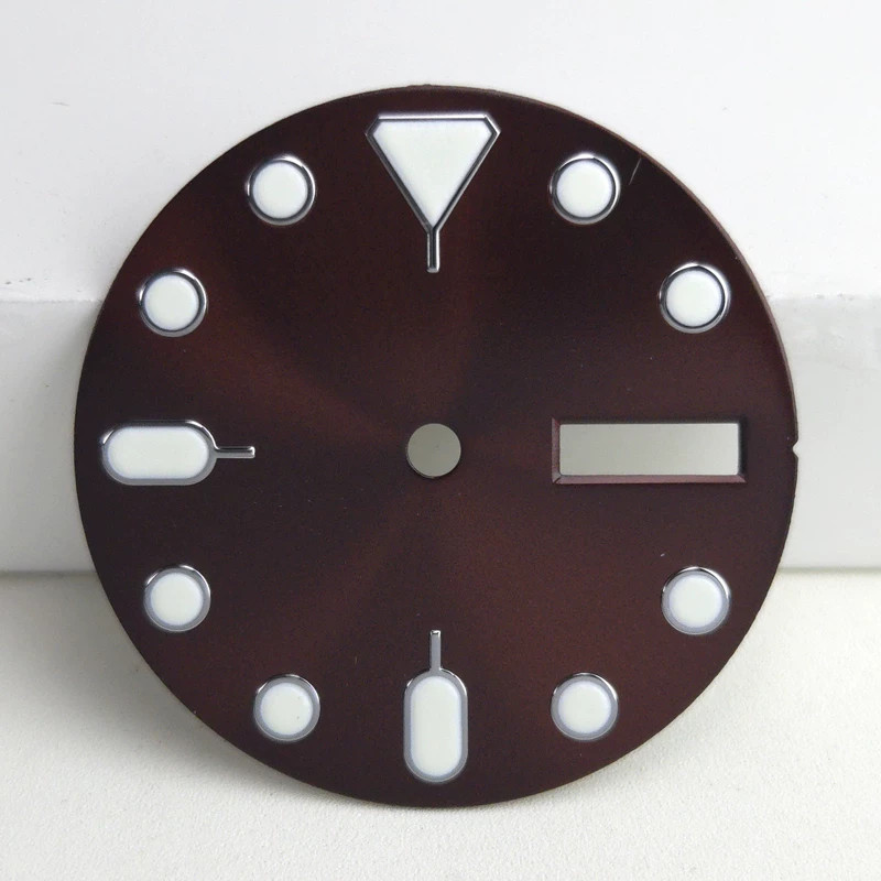 28.5mm No Logo Watch Dial Green Luminous Dual calendars For NH35 NH36 Movement