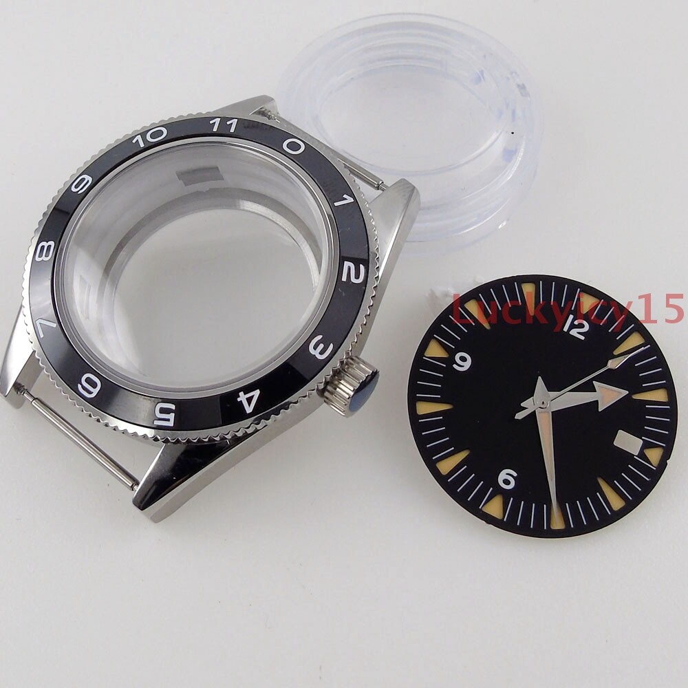 41mm Watch Case Dial Hands Fit for NH35A movement Sapphire Glass ceramic bezel