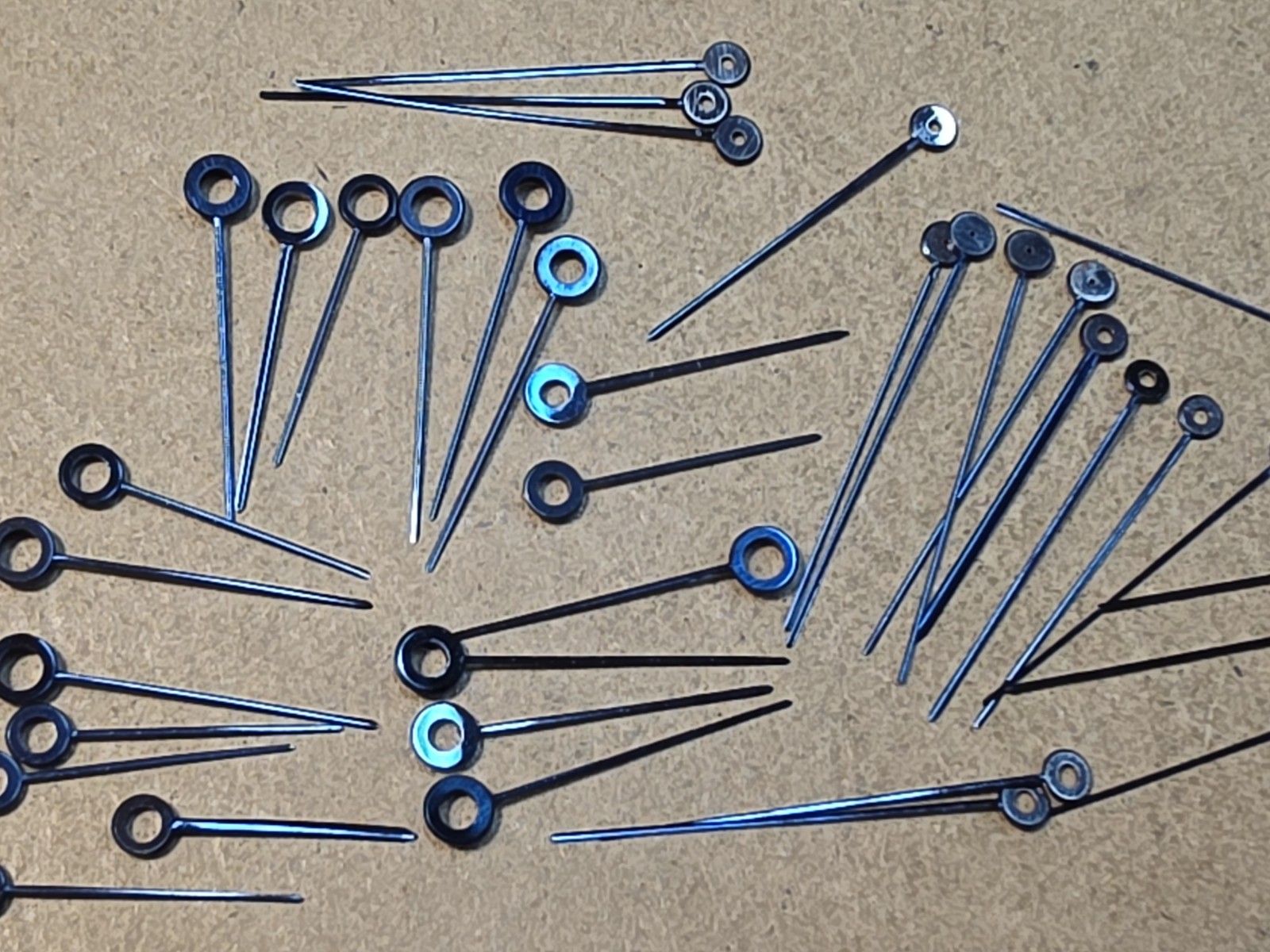 Lot Of 37 Vintage NOS Pocket Watch/Wristwatch Blue Stick Hands-Variety Of Sizes