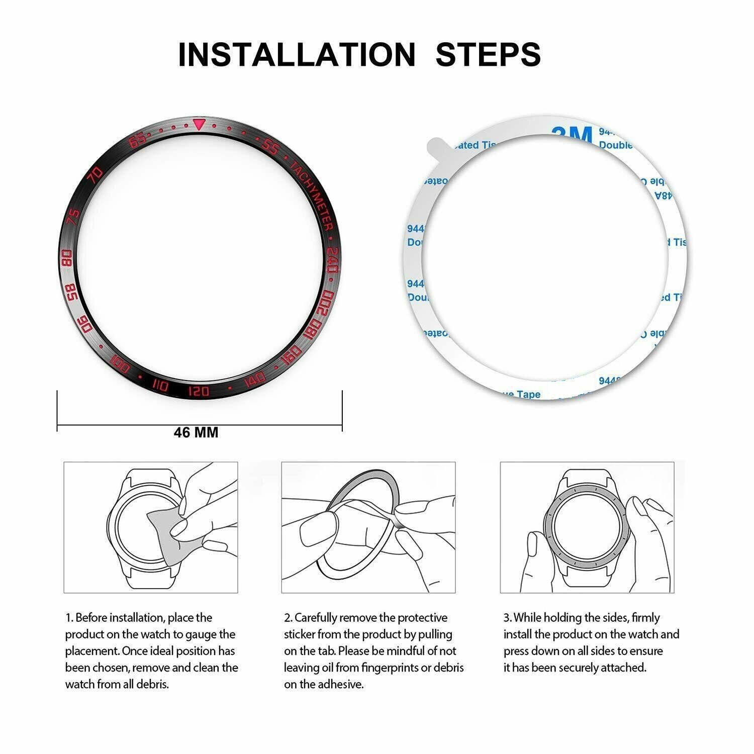 For Samsung Galaxy Watch 46mm Bezel Ring Styling Frame Case Cover Protection