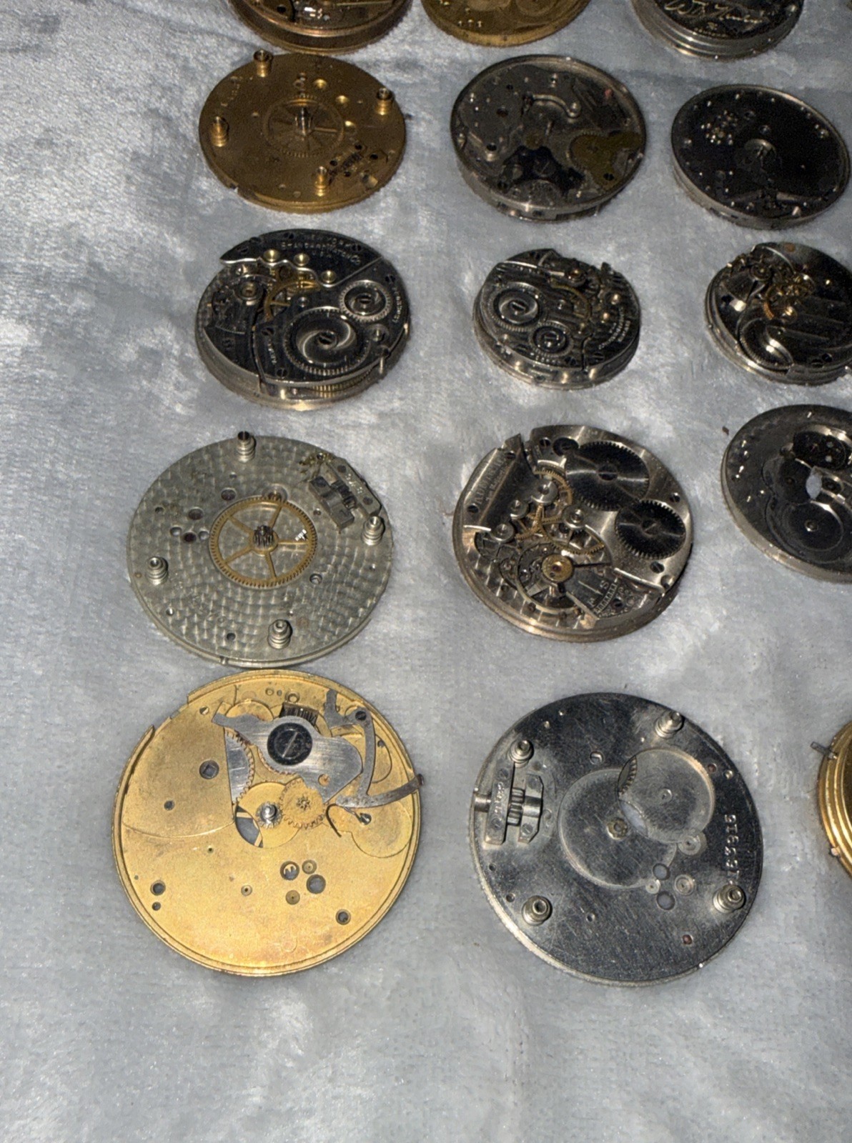 20 Vintage Pocket Watch Movement lot Waltham Howard Admiral Standard Great Parts