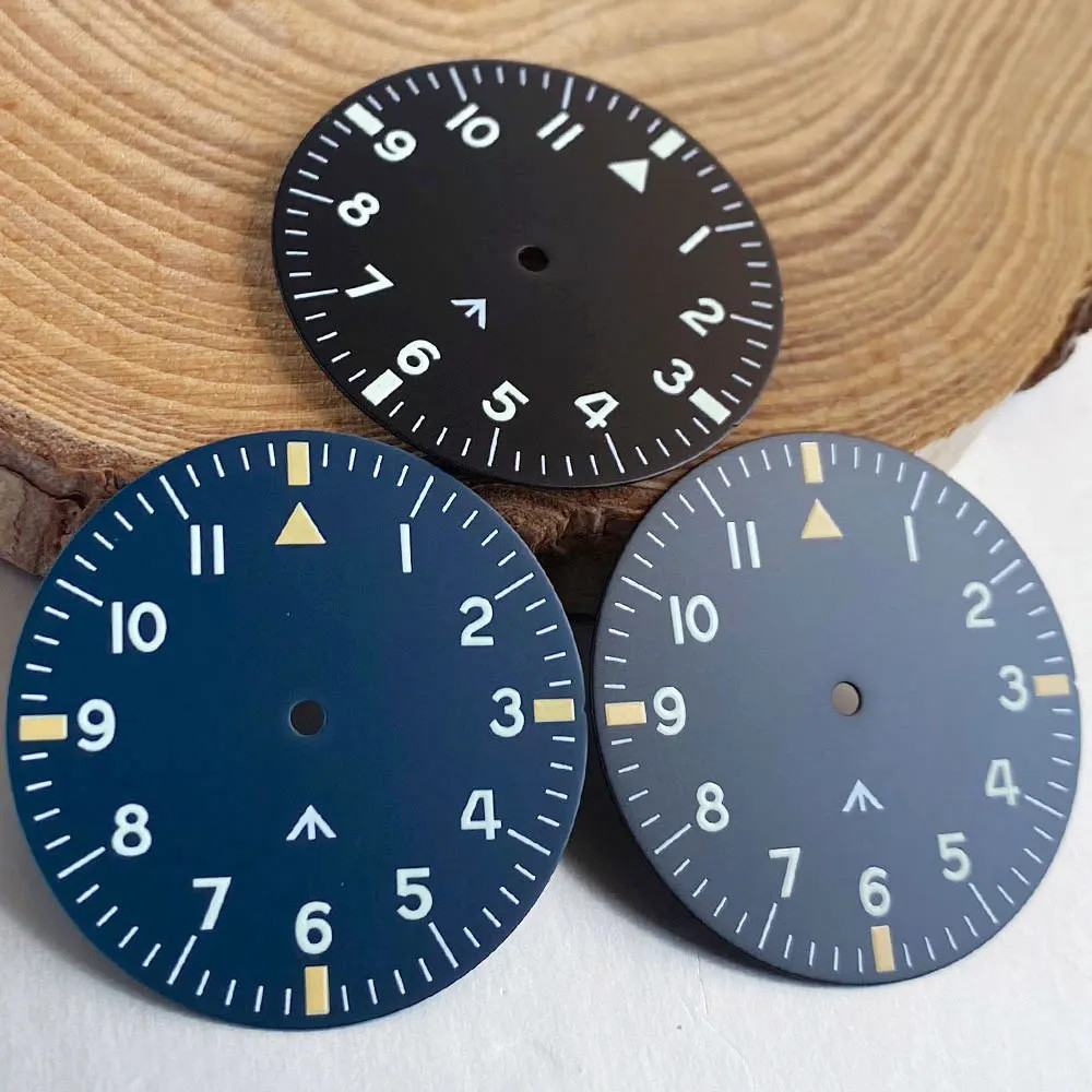 Tandorio New 33.5mm No Logo Blue/Black Mod Watch Dial For VH31/PT5000/NH35 NH36